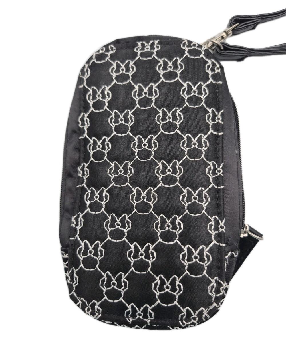 D-TECH Minnie Mouse Phone Wristlet Black White Zip Around 6.5x4"